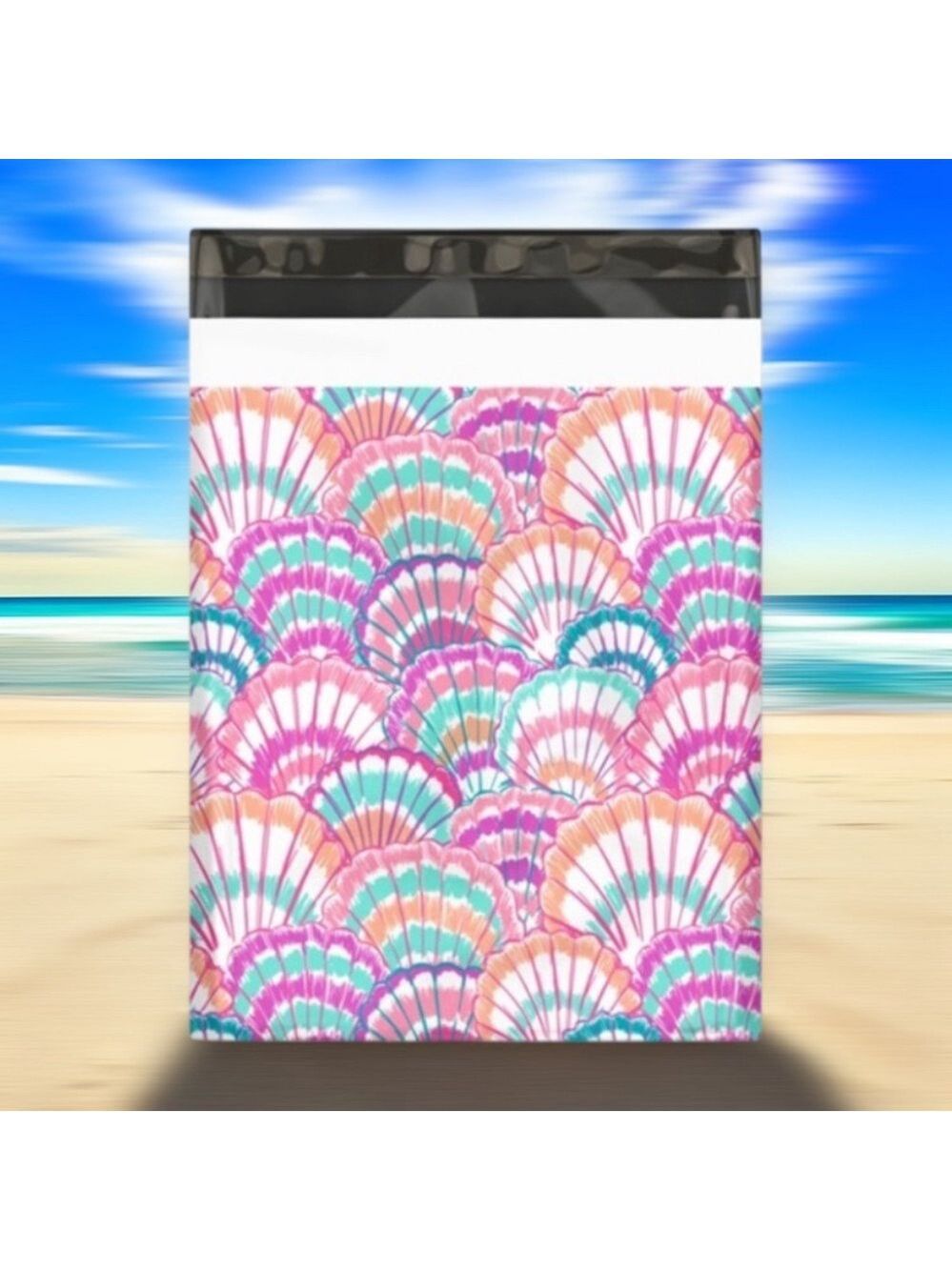 25 10X13 Poly Mailers Seashell Shells Flat Mailers PRICE IS FIRM - Picture 4 of 7